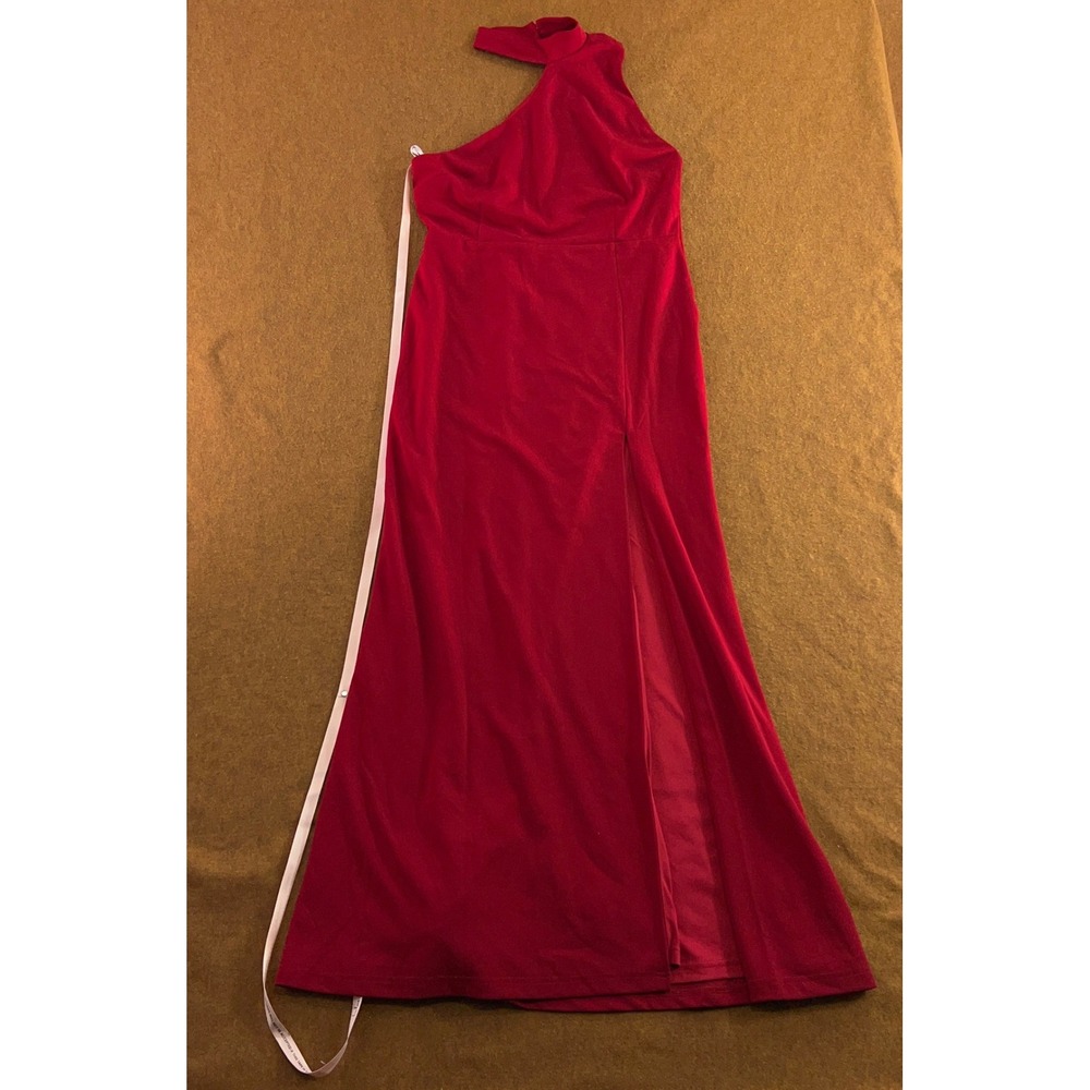 Lulus Women XXL Red Asymmetrical Halter Neck Maxi Dress NWT